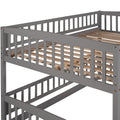 Bunk Bed with Slide,Full Over Full Low Bunk Bed with gray-solid wood