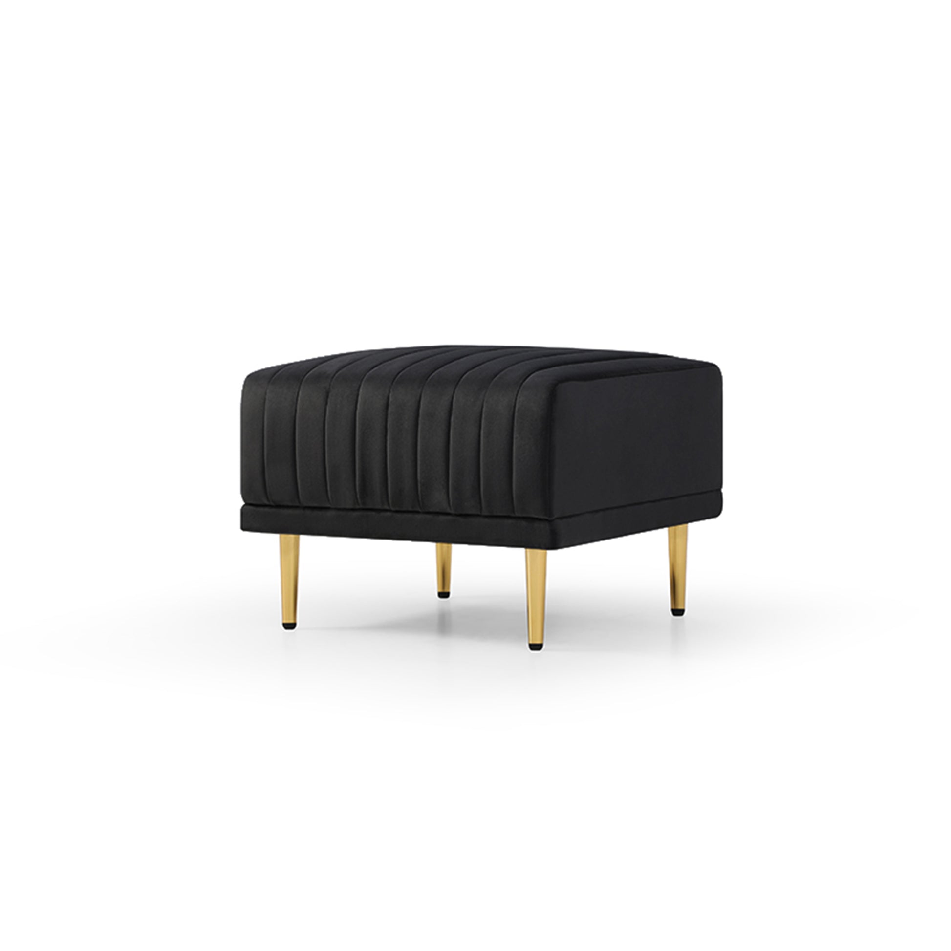 Living Room Sectional Black Sofa Couch With Ottoman, Modern L Shaped Chaise Lounge With 3 Seat Sofa And Ottoman, Upholstered Fabric Sectional Sofa Couch, Sectional Sofa For Home, Apartment Black Foam Velvet