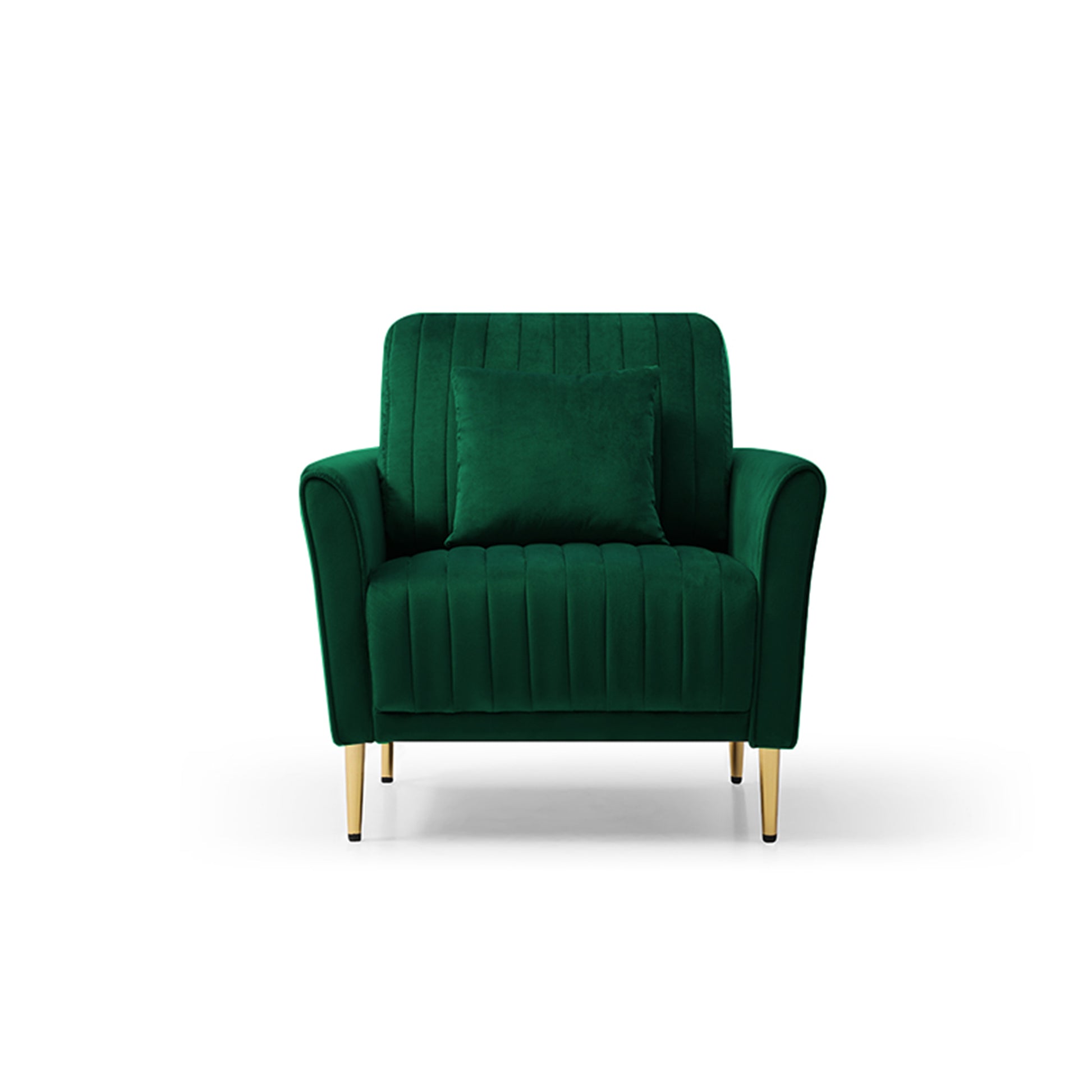 Channel Tufted Green Velvet Singel Living Room Sofa Accent Chair Green Foam Velvet
