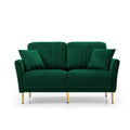 3 Pieces Sectional Sofa Set For Living Room, Velvet Tufted Couch Sofa Armchair With Metal Legs, 2 Piece Single Chair 2 Seater Sofa, Furniture Set, Green Green Foam Velvet 4 Seat