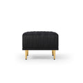 Living Room Ottoman Black Velvet Channel Tufted To Combine With Sectional Sofa Black Foam Velvet