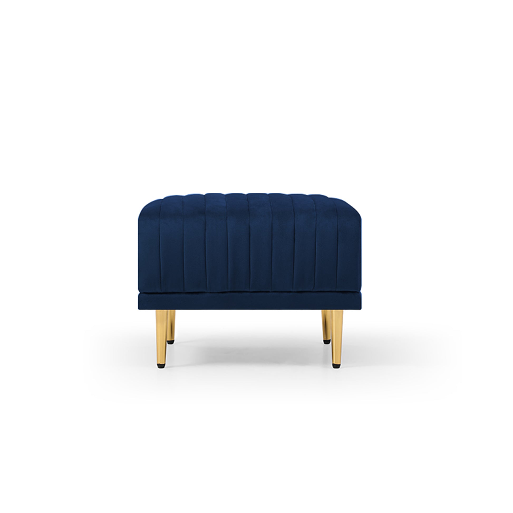 Modern Velvet Upholstered Reversible Sectional 3 Seat Sofal Shaped Couch With Movable Ottoman And Gold Legs For Living Room Blue Blue Foam Velvet