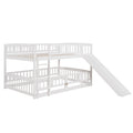 Bunk Bed with Slide,Full Over Full Low Bunk Bed with white-solid wood