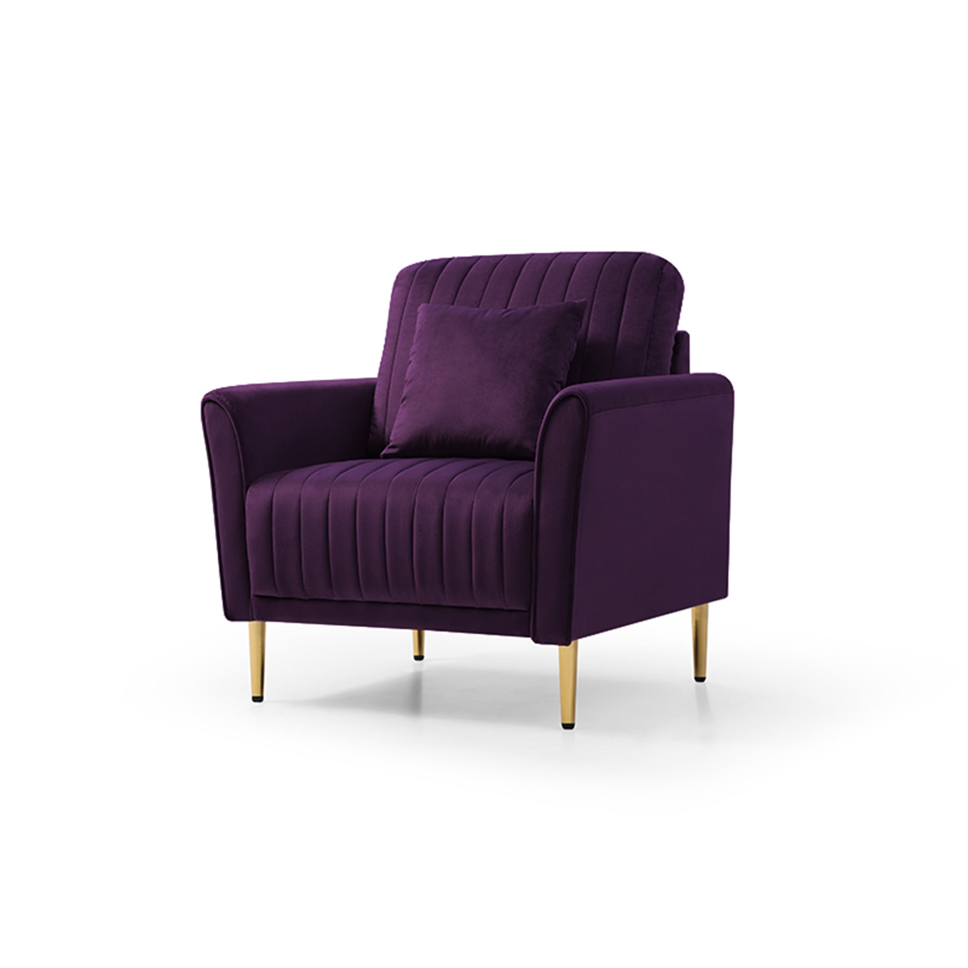 Mid Century Modern Sectional Sofa Set, Couch Sets For Living Room 3 Pieces, 2 Piece Fabric Arm Chair And 1 Piece Loveseat Set For Living Room, Purple Velvet Purple Foam Velvet 4 Seat