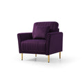 Accent Chair With Ottoman, Modern Tub Arm Chair Footstool Set For Living Room Bedroom, Golden Finished Legs, Purple Velvet Purple Foam Velvet