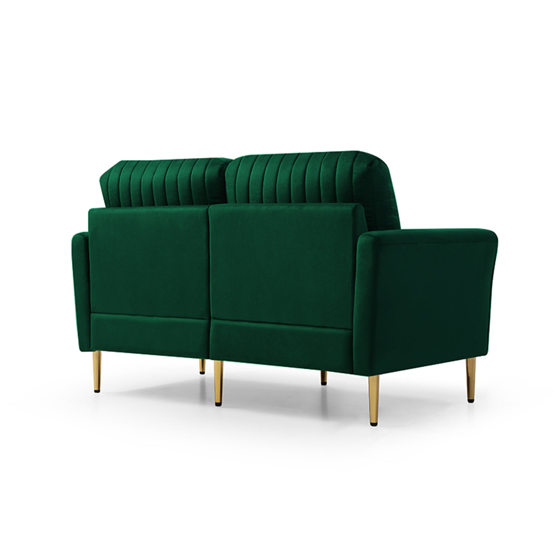 2 Seater Sofa Couch With Channel Tufted On Back And Seat Cushions, Two Throw Pillows, Velvet Green Green Foam Velvet 2 Seat