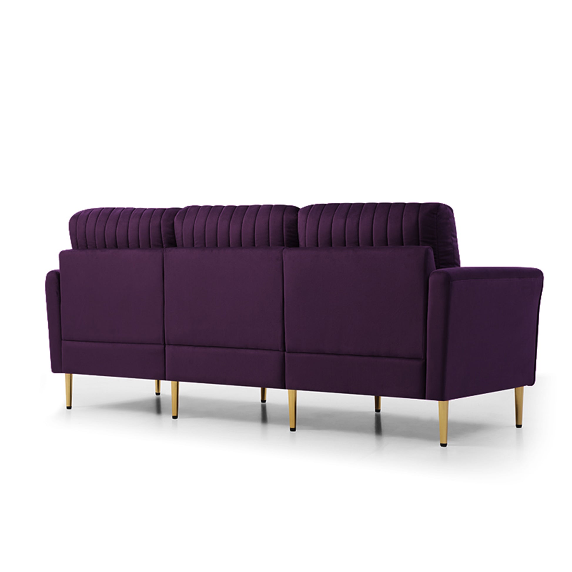 3 Piece Sectional Sofa Set, Modern Velvet Upholstered Sofa Couch With Sturdy Metel Legs For Living Room, Apartment, 3 Seater Sofa 2 Piece Loveseat Sofa, Purple Purple Foam Velvet 7 Seat