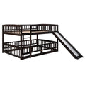 Bunk Bed with Slide,Full Over Full Low Bunk Bed with espresso-solid wood