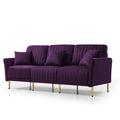 Living Room Sofa Velvet Upholstered Couch Furniture For Home Or Office 3 Seat,Purple Purple Foam Velvet 3 Seat