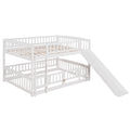 Bunk Bed with Slide,Full Over Full Low Bunk Bed with white-solid wood