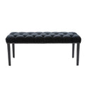 Heng Ming Upholstered Tufted Bench Ottomanvelvet Dining Bench Bedroom Bench Footrest Stool Accent Bench For Entryway Dining Room Living Room, Black Black Velvet