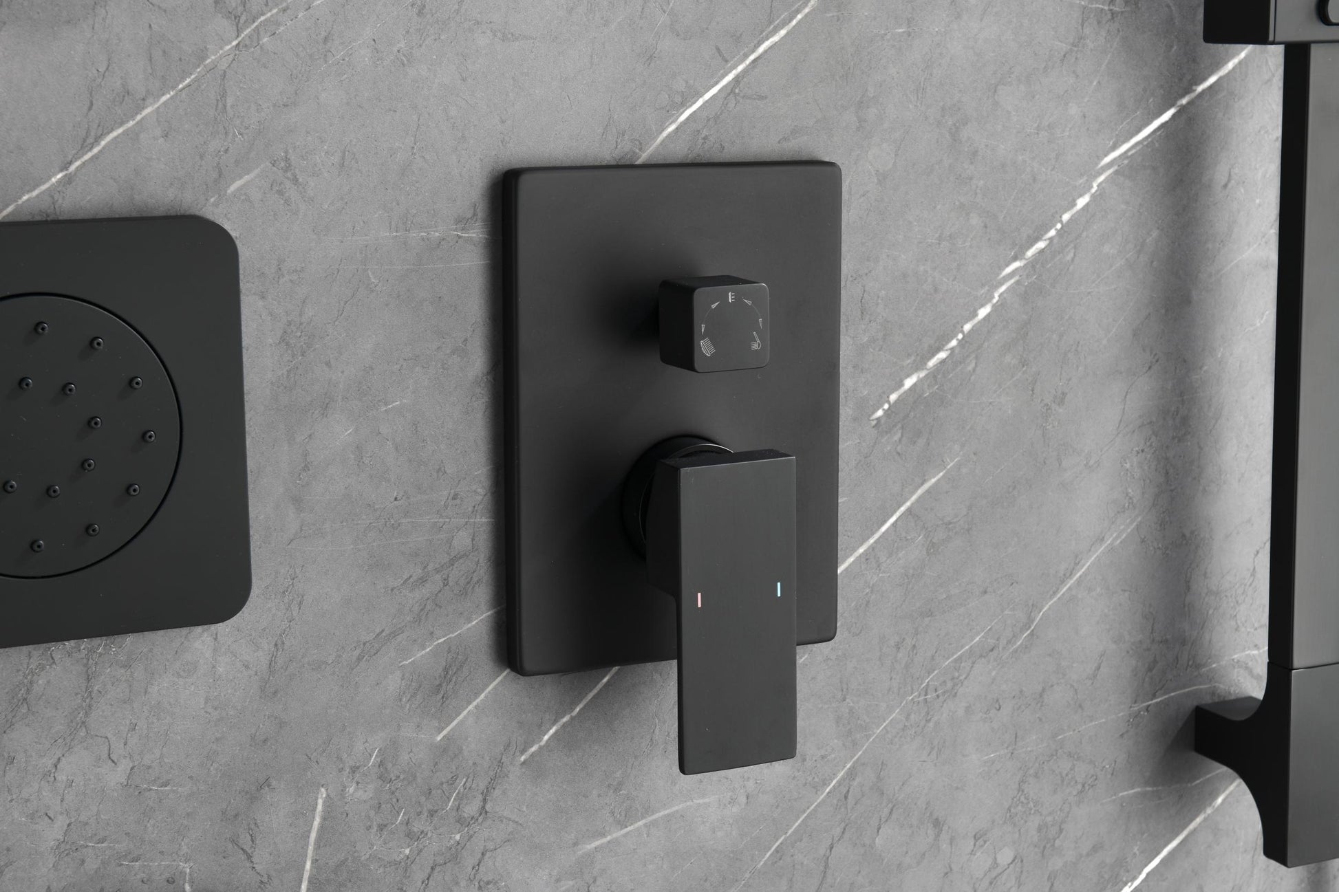 3 Way Outlet Function Solid Brass Shower Diverter Valve Mixer Rough In Shower Handle Valve Kit Replacement Matte Black Brass