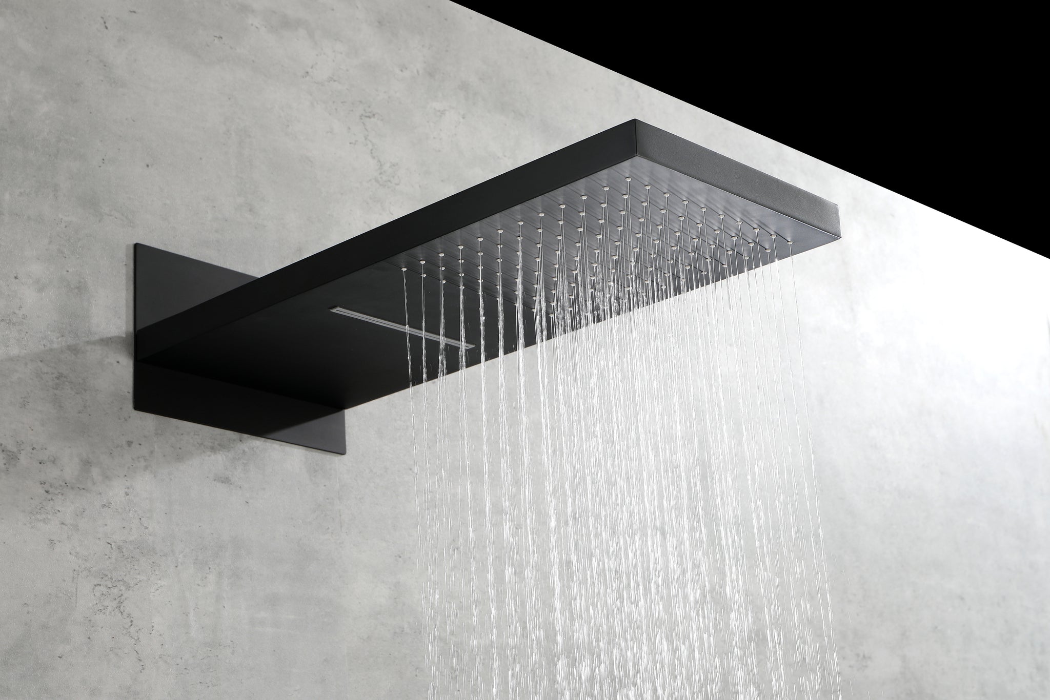 Shower System,Waterfall Rainfall Shower Head with matt black-brass