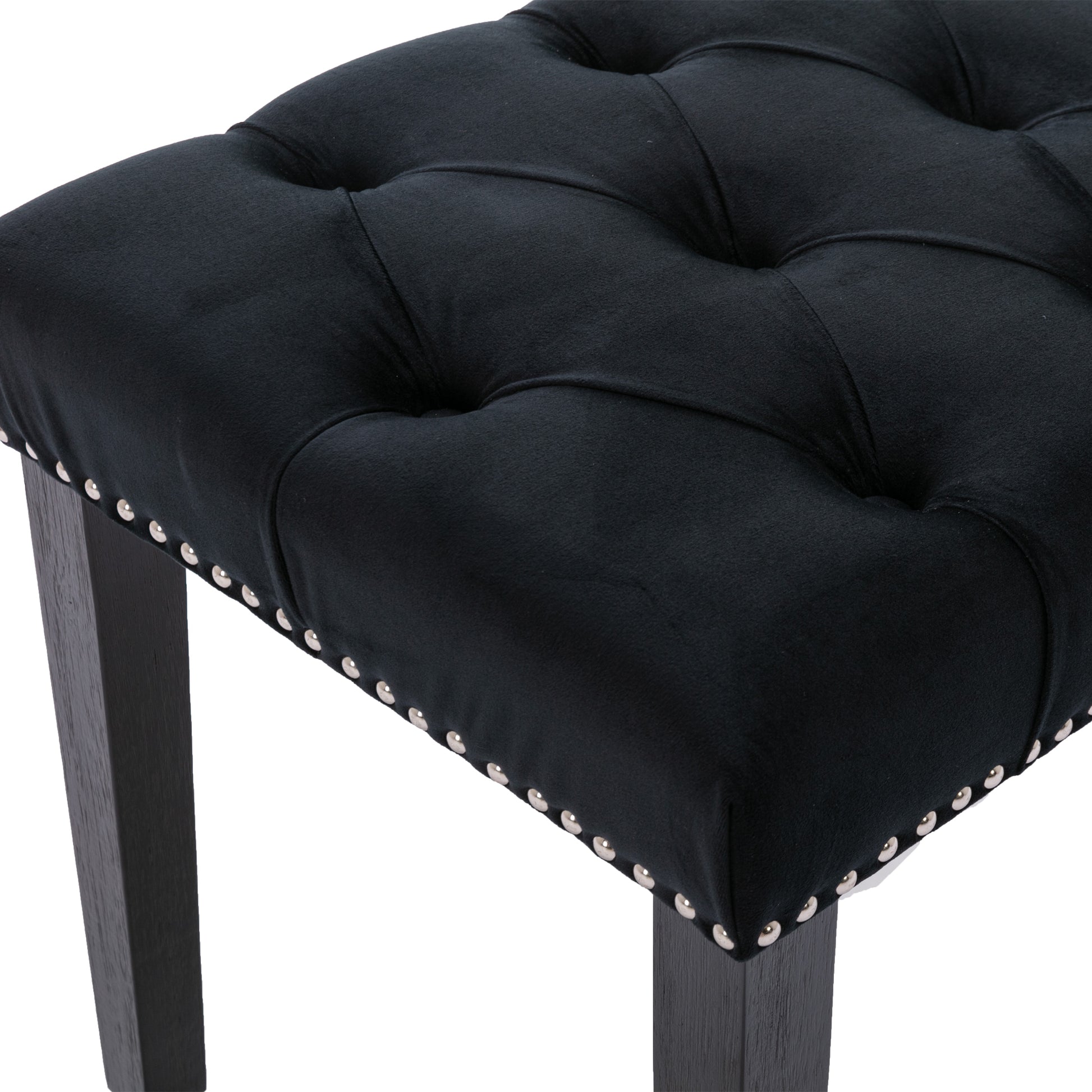 Heng Ming Upholstered Tufted Bench Ottomanvelvet Dining Bench Bedroom Bench Footrest Stool Accent Bench For Entryway Dining Room Living Room, Black Black Velvet