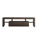 Fashiontvstandtvcabinet,Entertainmentcenter,Tvstationtv Console,Media Console,With Ledlight Belt,Light Belt Remote Control,Toughenedglassshelf,Metal Handle,Canbeplaced In The Living Room,Bedroom,Brown Brown Primary Living Space 60 69 Inches Foam Particle