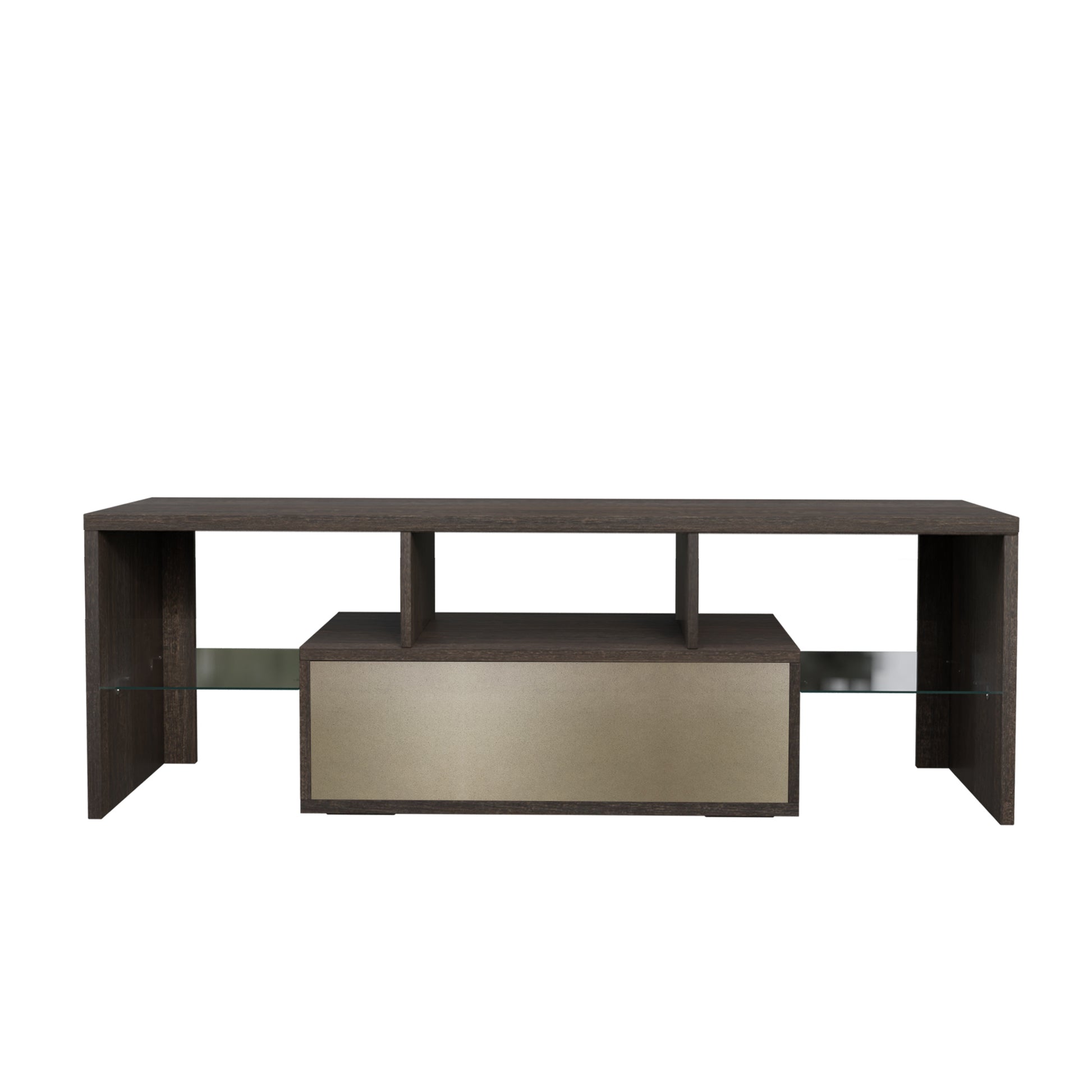 20 Minutes Quick Assembly Brown Simple Modern Tv Stand With The Toughened Glass Shelf Floor Cabinet Floor Tv Wall Cabinet Brown Tv Bracket With Led Color Changing Lights For Living Room Brown Primary Living Space 50 59 Inches 50 59 Inches Classic 55