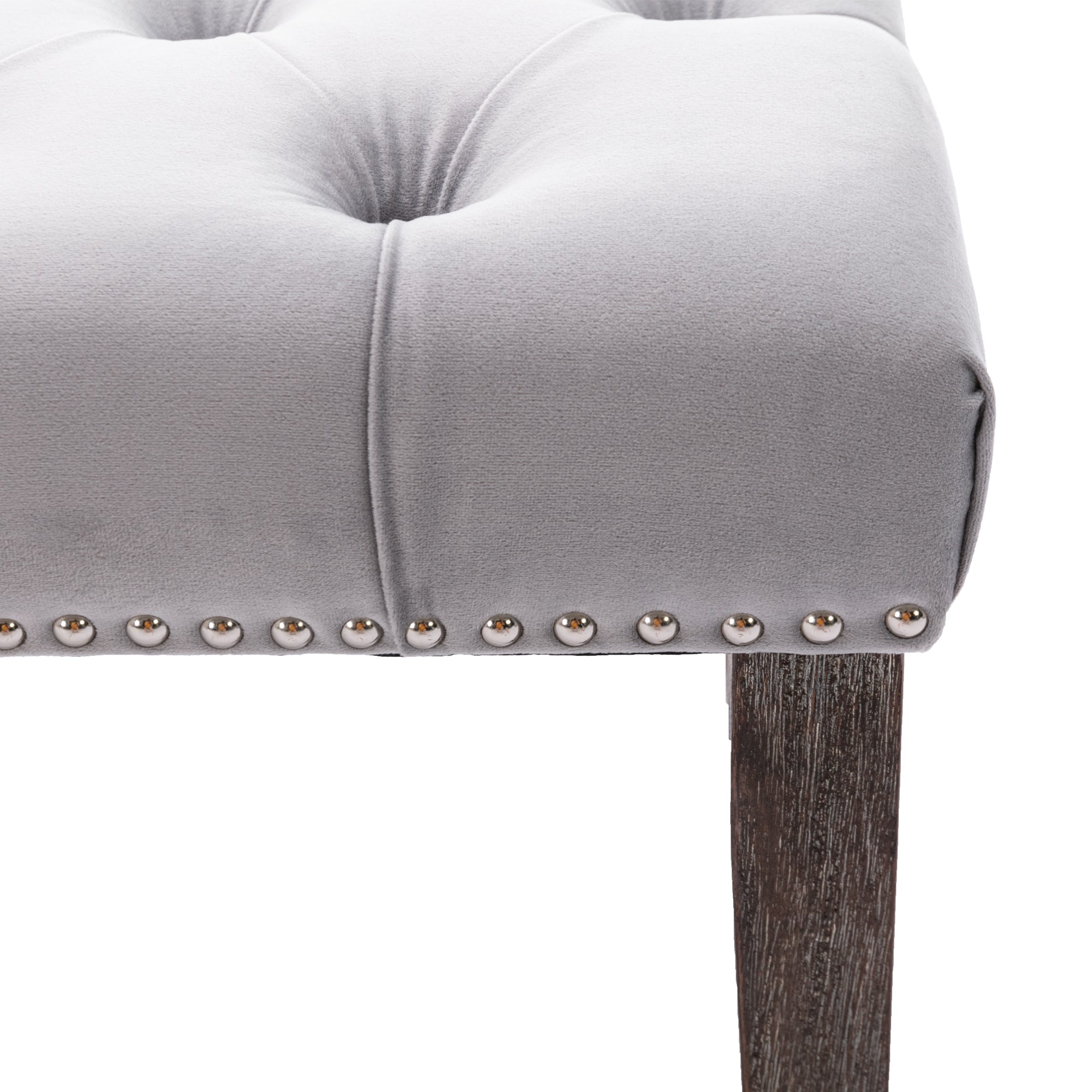 Heng Ming Upholstered Tufted Bench Ottoman , Velvet light grey-velvet