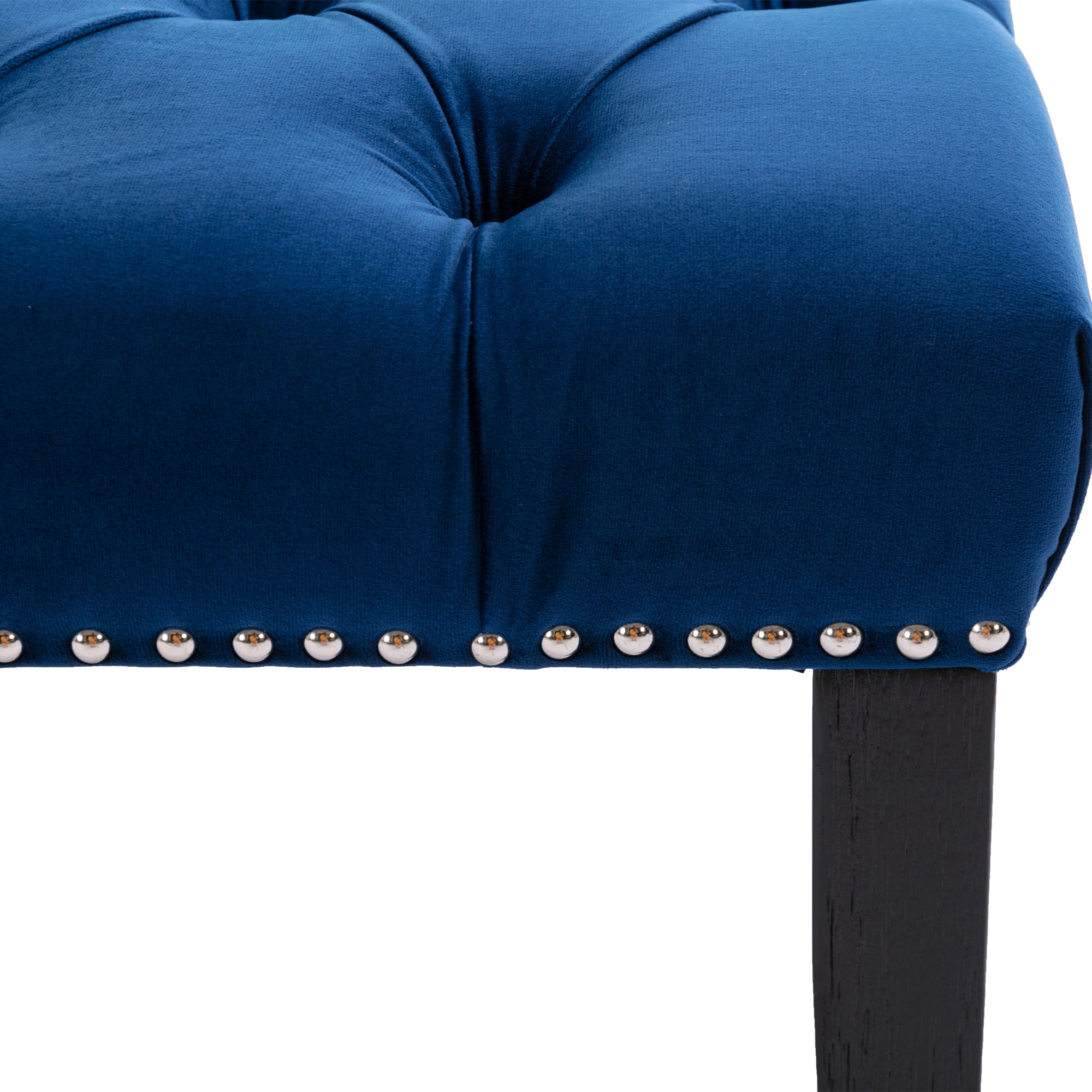 Heng Ming Upholstered Tufted Bench Ottoman , Velvet blue-velvet