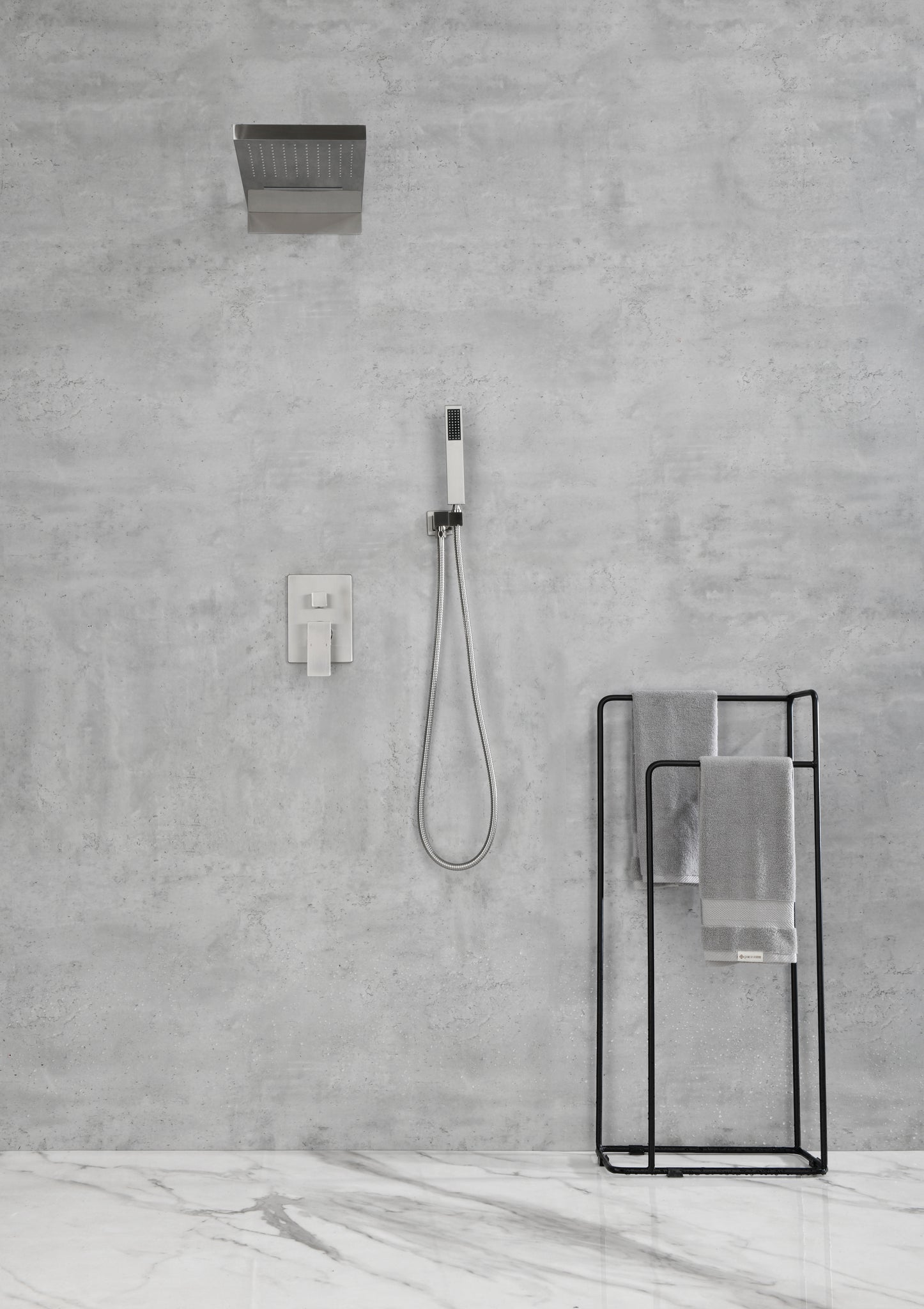 Shower System,Waterfall Rainfall Shower Head with brushed nickel-brass