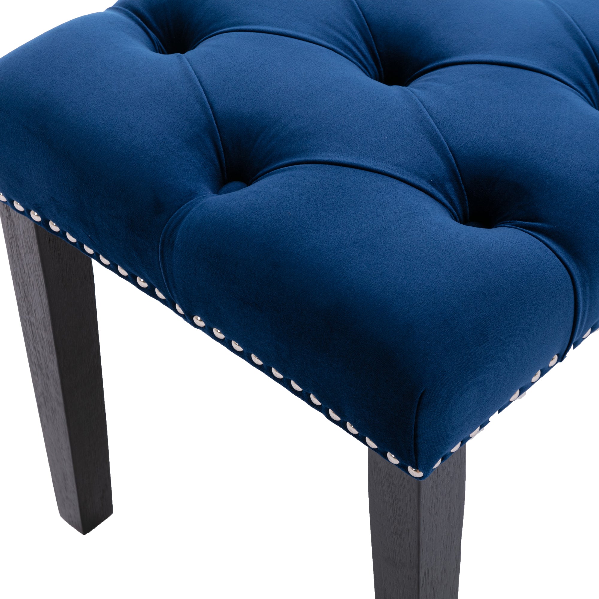 Heng Ming Upholstered Tufted Bench Ottoman , Velvet blue-velvet