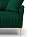 2 Seater Sofa Couch With Channel Tufted On Back And Seat Cushions, Two Throw Pillows, Velvet Green Green Foam Velvet 2 Seat