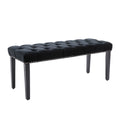 Heng Ming Upholstered Tufted Bench Ottomanvelvet Dining Bench Bedroom Bench Footrest Stool Accent Bench For Entryway Dining Room Living Room, Black Black Velvet