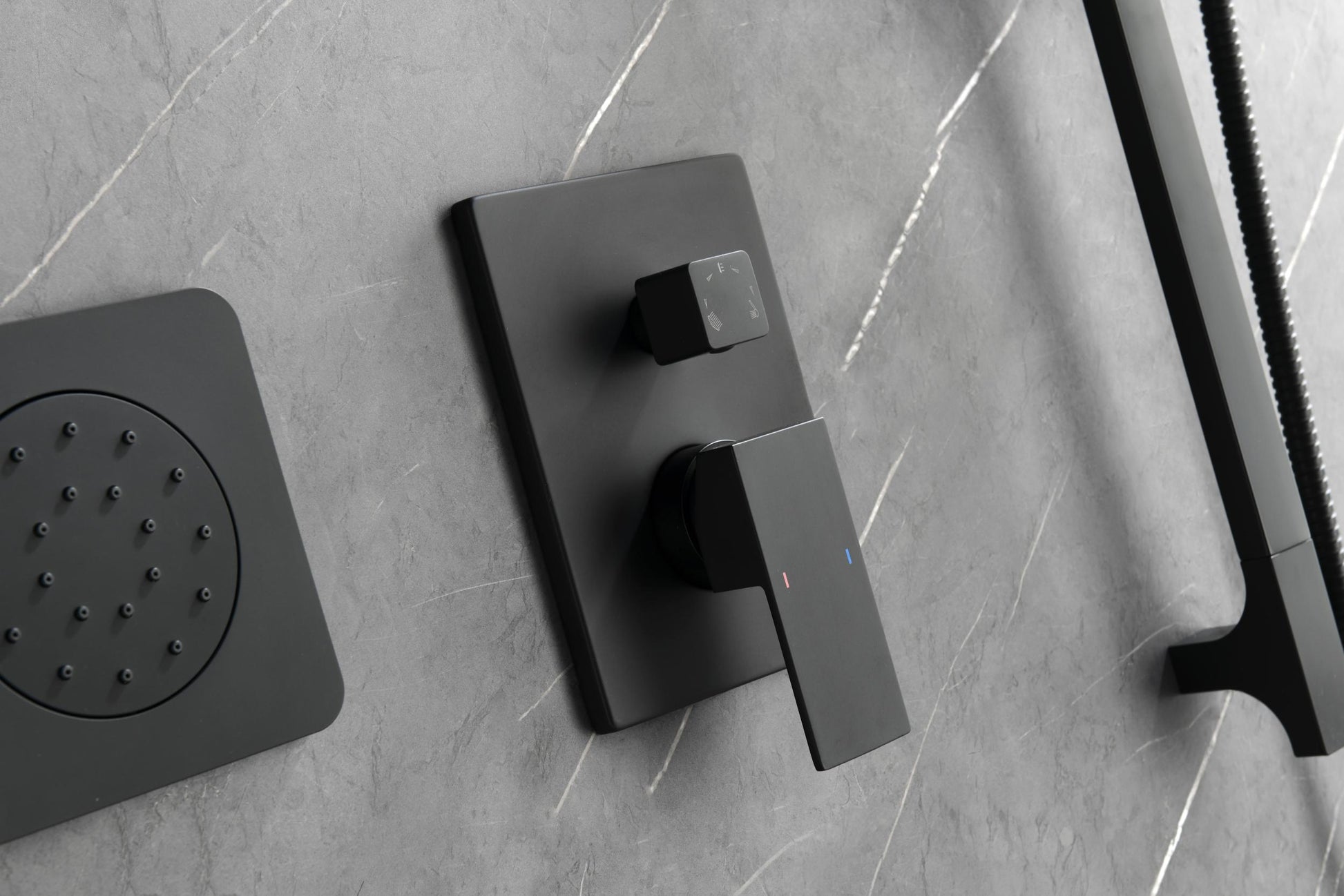 3 Way Outlet Function Solid Brass Shower Diverter Valve Mixer Rough In Shower Handle Valve Kit Replacement Matte Black Brass