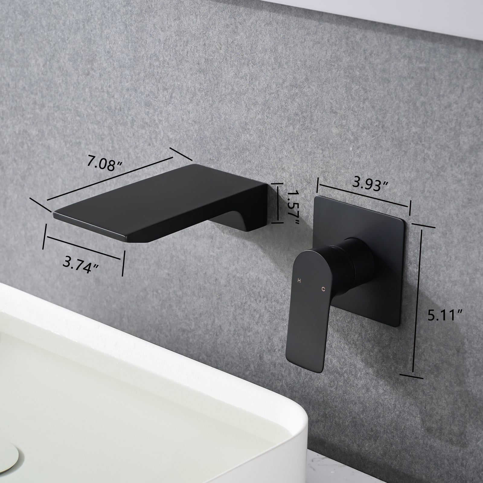 Wall Mount Waterfall Bathtub Faucet Matte Black Stainless Steel