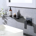 Single Handle Waterfall Wall Mounted Bathroom Sink Faucet Matte Black Stainless Steel