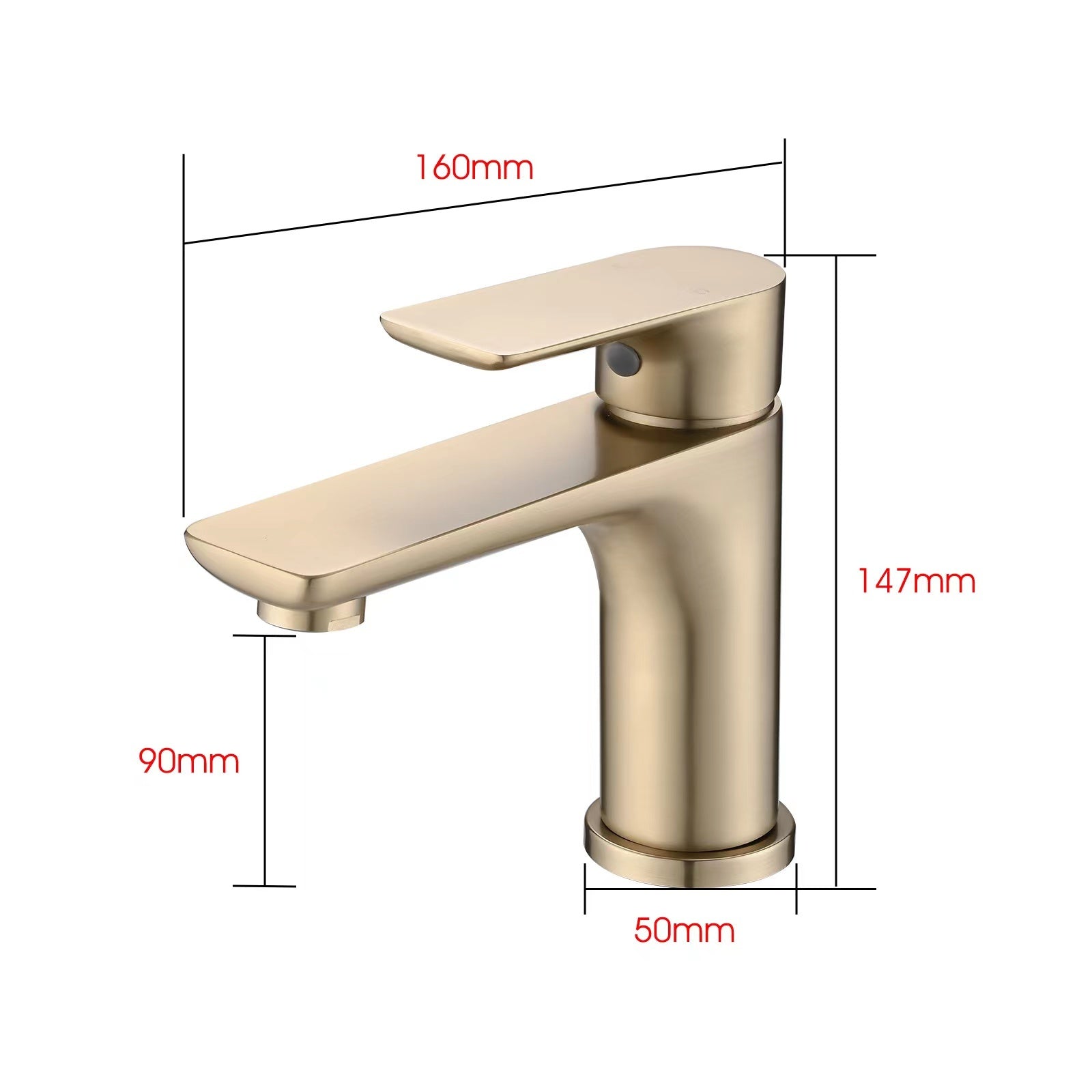 Single Handle Lavatory Basin Sink Faucet brushed gold-brass