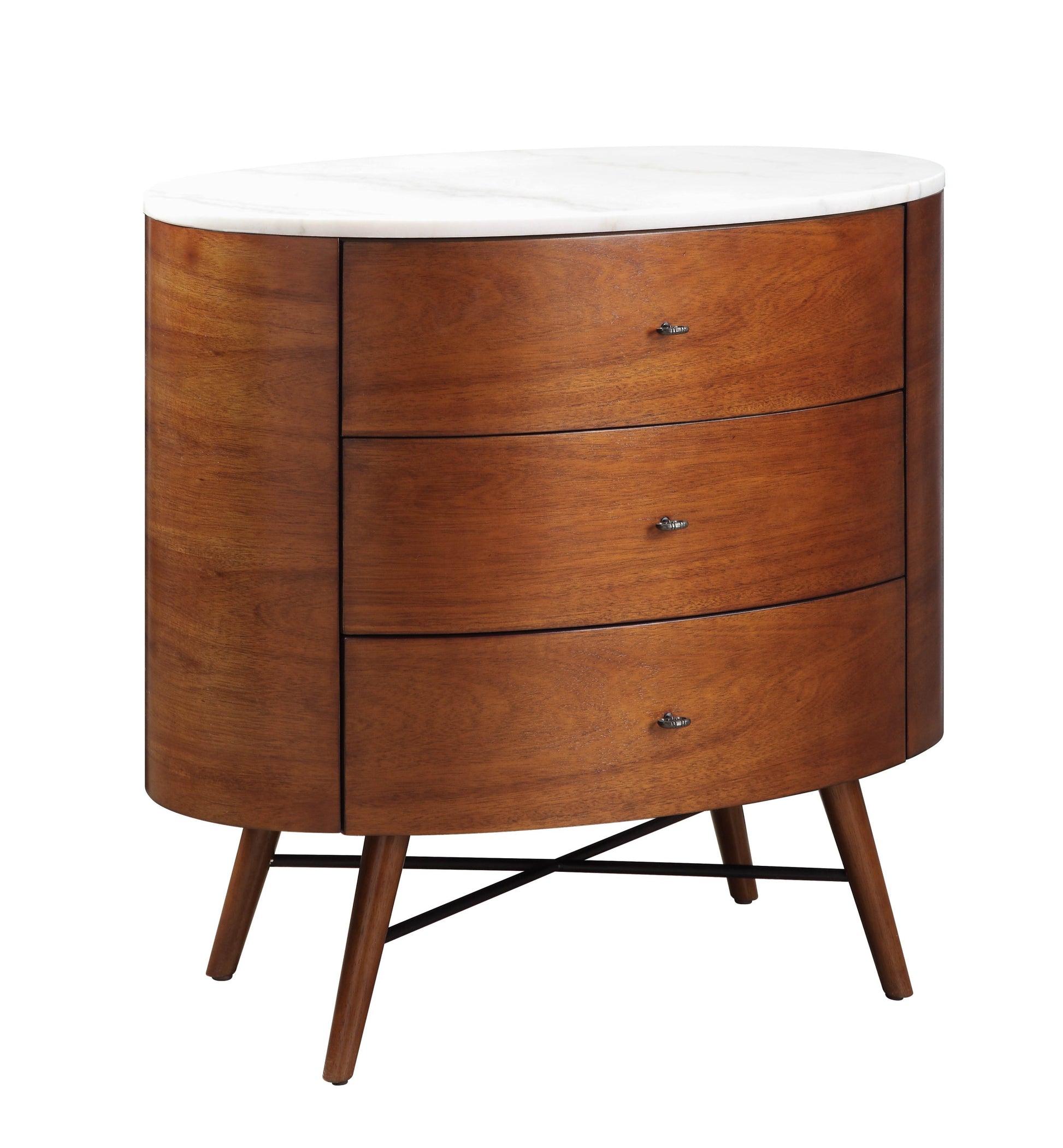 Walnut Finish 1Pc Chest Of Three Drawers Marble Top Ball Bearing Glides Bedroom Furniture Walnut Bedroom Luxury Wood