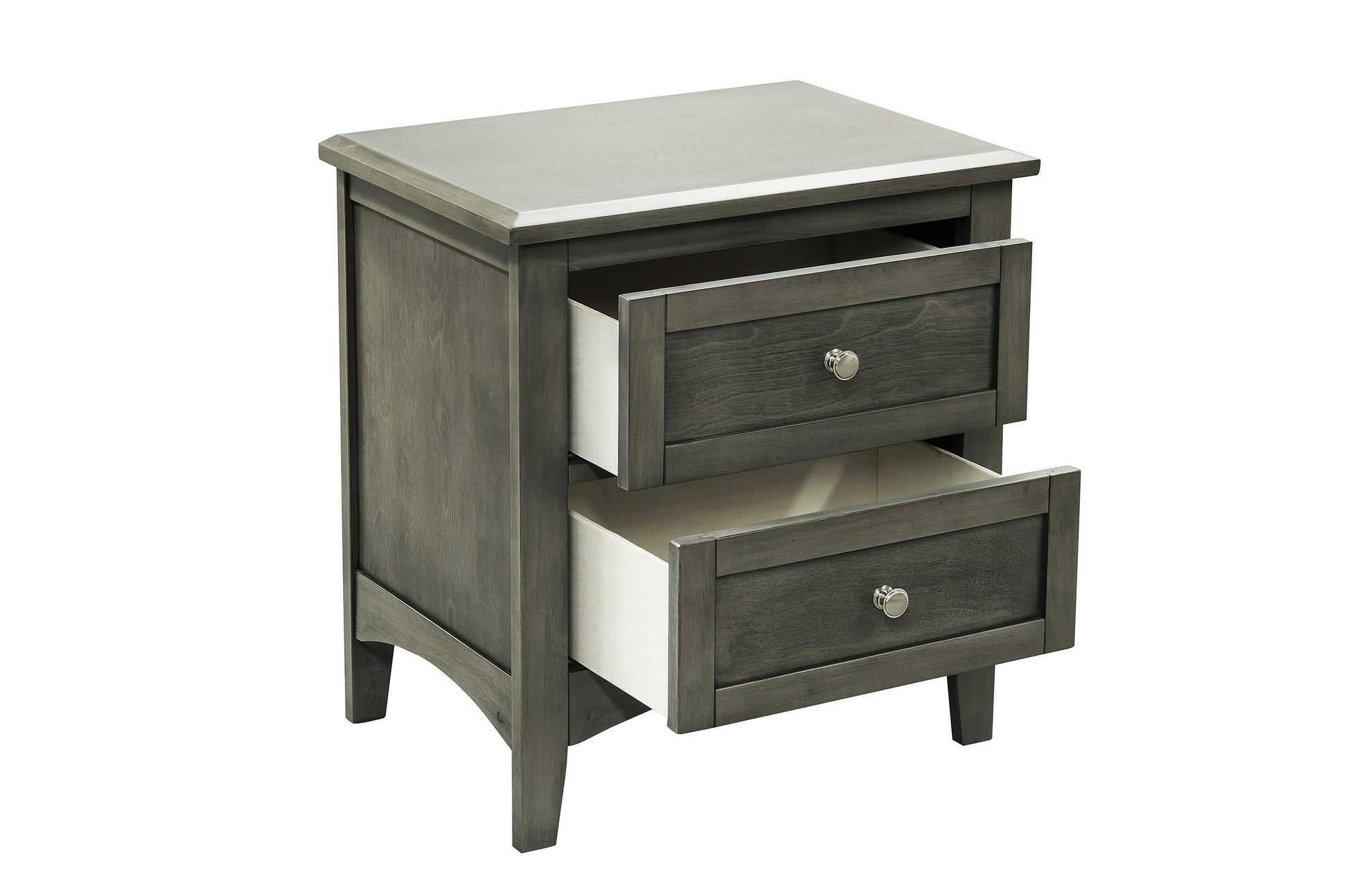 Cool Gray Finish 1Pc Nightstand Of Drawers Brushed Nickel Tone Knobs Transitional Style Bedroom Furniture Gray 2 Drawers Bedroom Transitional Wood