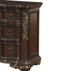 Royal Bedroom Cherry Finish Nightstand Of 3 Drawers Ring Pulls Traditional Home Furniture Cherry 3 Drawers Bedroom Traditional Wood