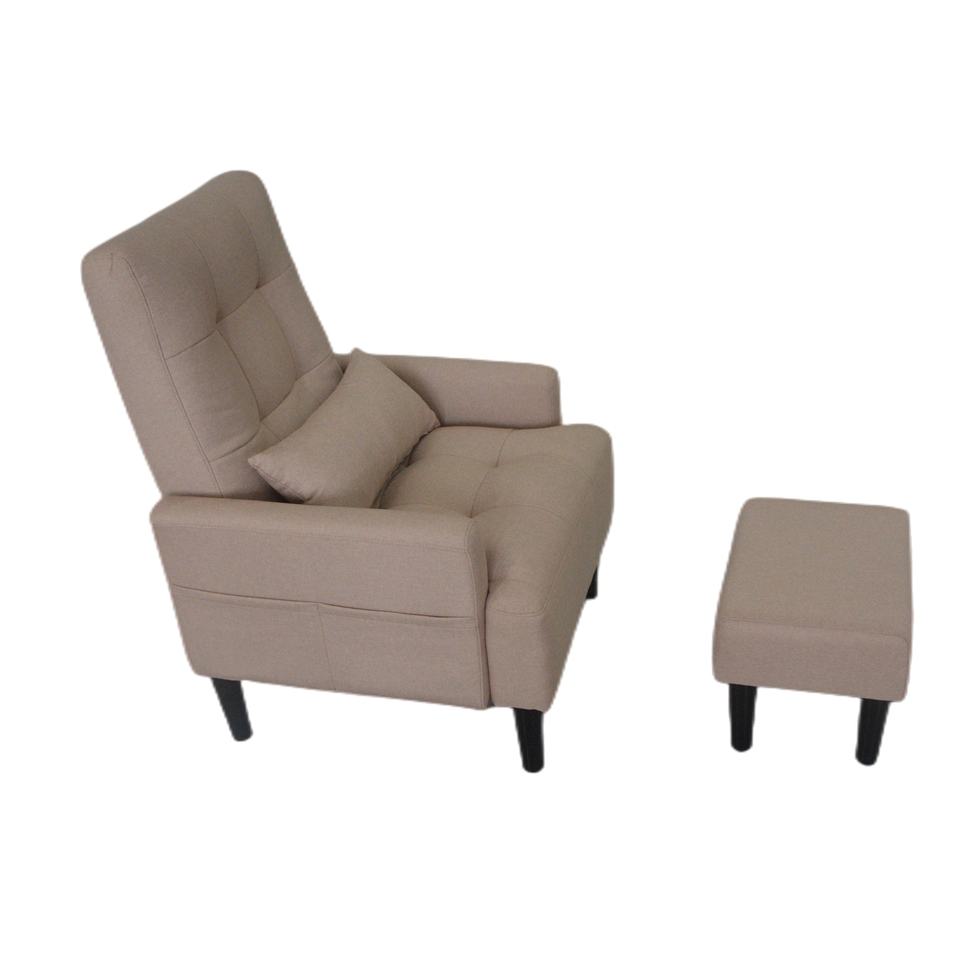 Redde Boo Brown Living Room Sofa Single Chair And Ottoman, Modern Multi Function Fabric Living Room Sofa Lounge Chair Bed And Stool.Soft Leisure Single Chair Adjustable Into 5 Angles With Sofa Bed Gray Modern Foam Fabric