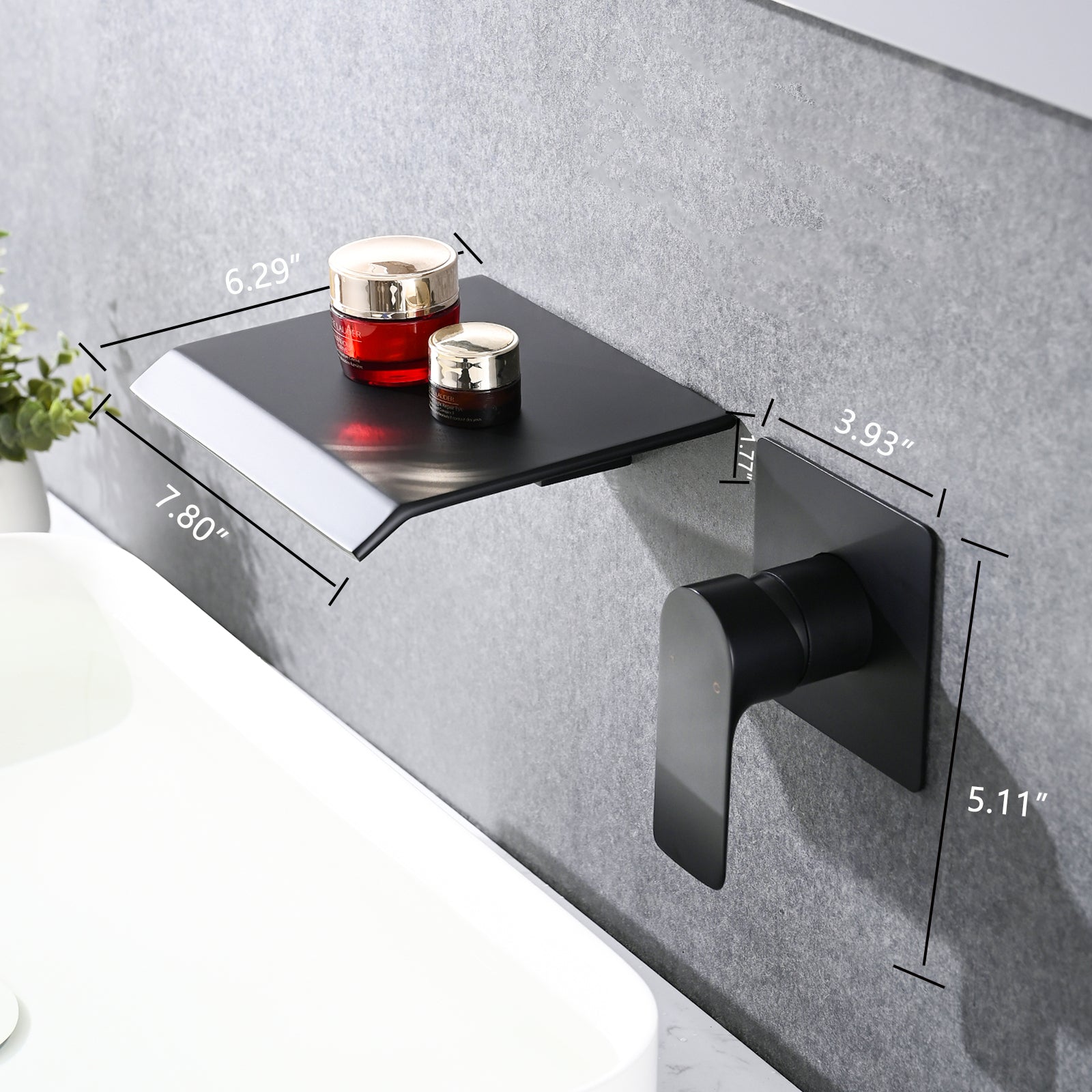 Waterfall Wall Mounted Tub Faucet Matte Black Stainless Steel