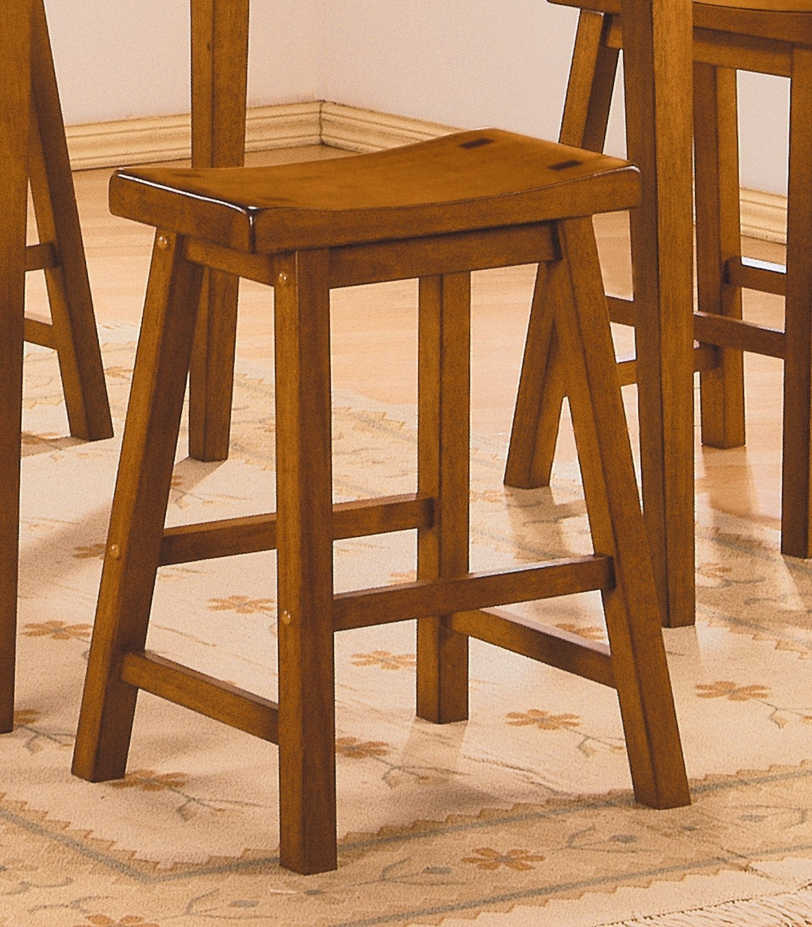 Casual Dining 24 inch Counter Height Stools 2pc Set oak-dining room-solid wood