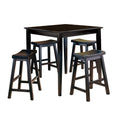 Black Finish 29 Inch Bar Height Stools Set Of 2Pc Saddle Seat Solid Wood Casual Dining Home Furniture Black Dining Room Solid Wood