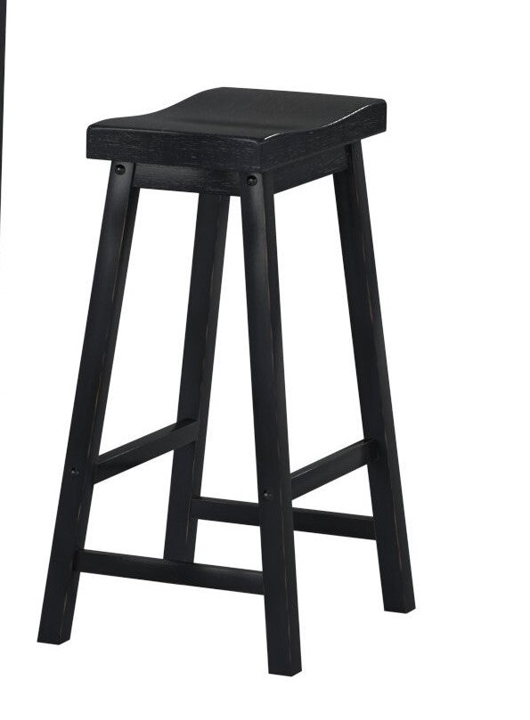 Black Finish 29 inch Bar Height Stools Set of 2pc black-dining room-solid wood