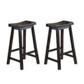 Black Finish 29 Inch Bar Height Stools Set Of 2Pc Saddle Seat Solid Wood Casual Dining Home Furniture Black Dining Room Solid Wood