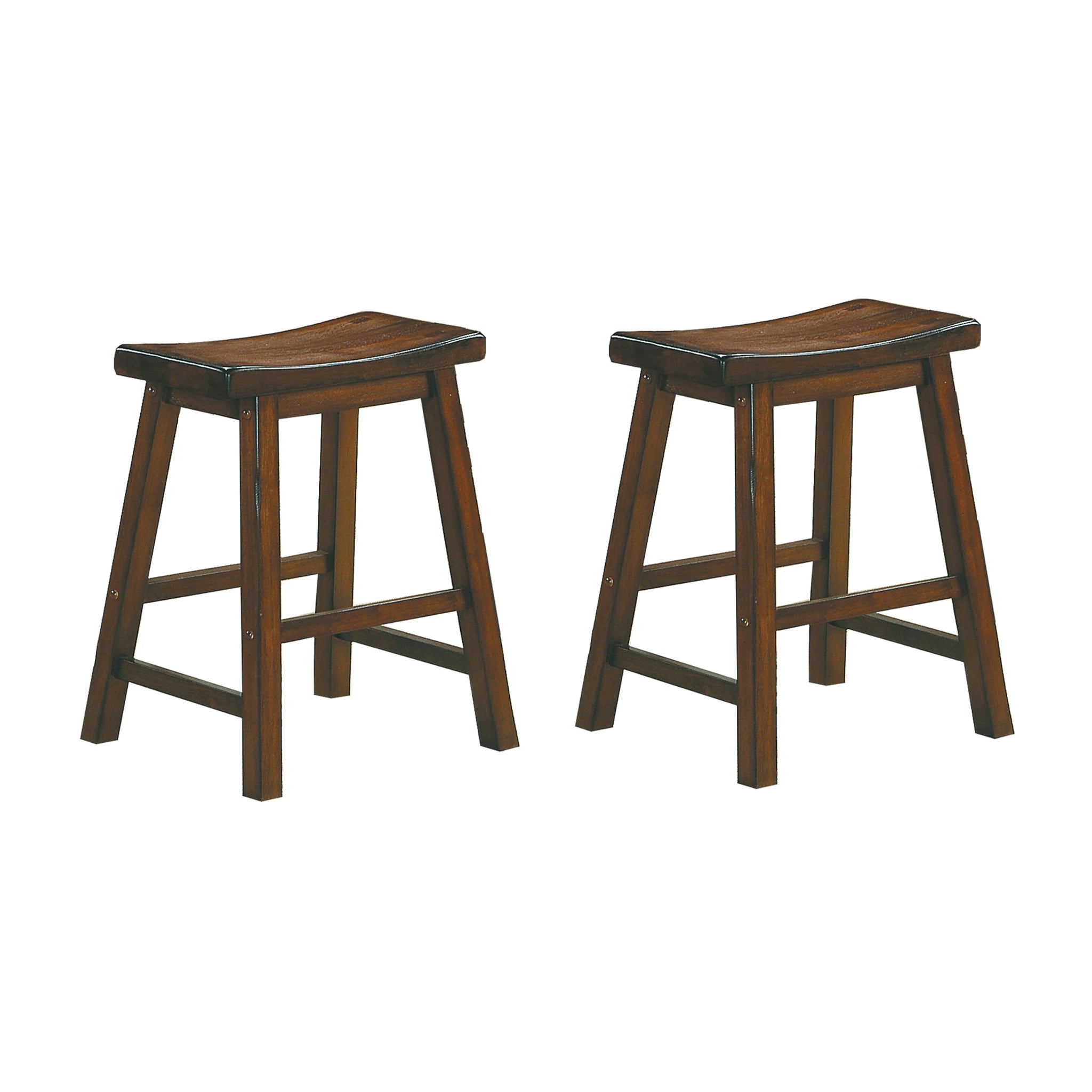 18 inch Height Saddle Seat Stools 2pc Set Solid Wood brown mix-dining room-solid wood