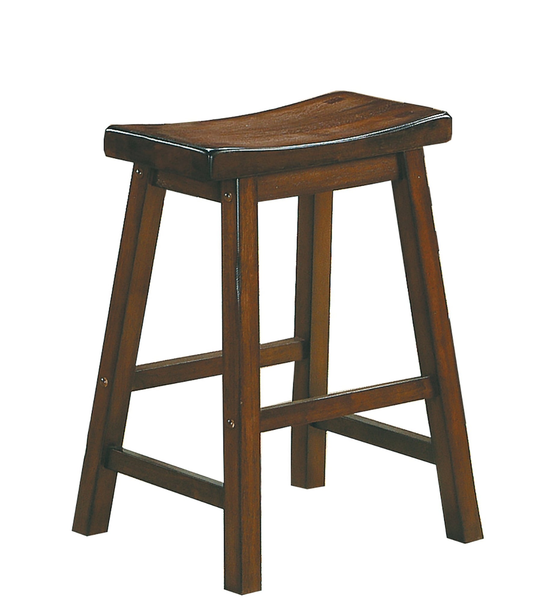 24 inch Counter Height Stools 2pc Set Saddle Seat brown mix-dining room-solid wood