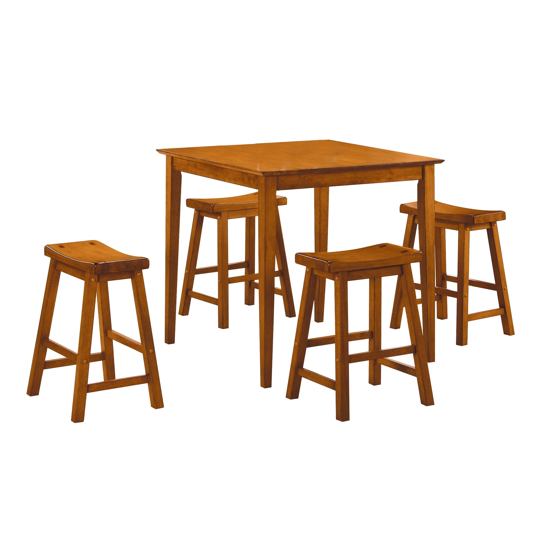 Casual Dining 18 inch Height Saddle Seat Stools 2pc oak-dining room-solid wood
