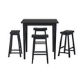 Black Finish 29 Inch Bar Height Stools Set Of 2Pc Saddle Seat Solid Wood Casual Dining Home Furniture Black Dining Room Solid Wood