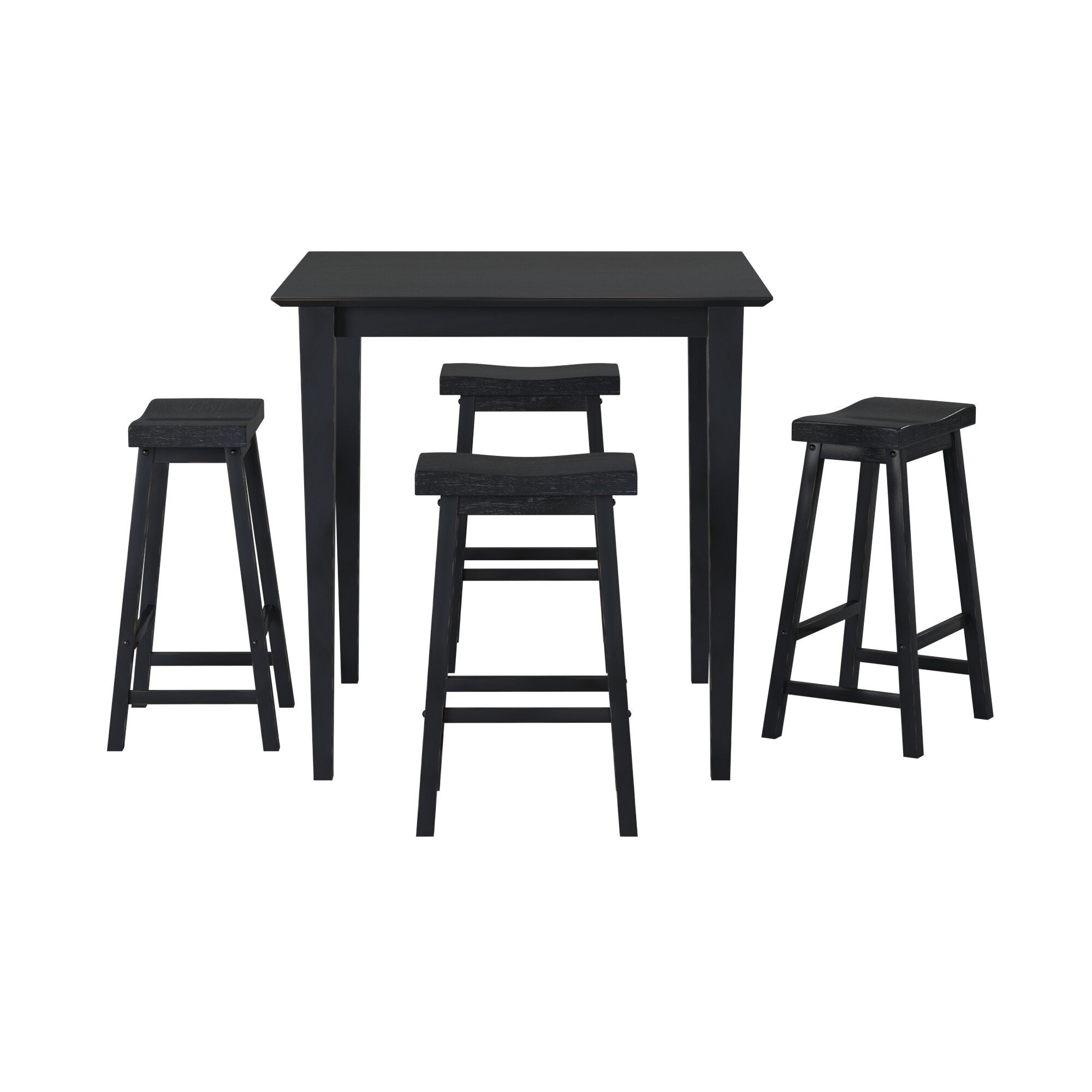 Black Finish 29 inch Bar Height Stools Set of 2pc black-dining room-solid wood