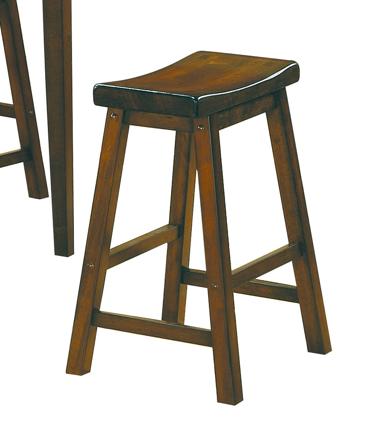 29 inch Bar Height Stools 2pc Set Saddle Seat Solid brown mix-dining room-wood