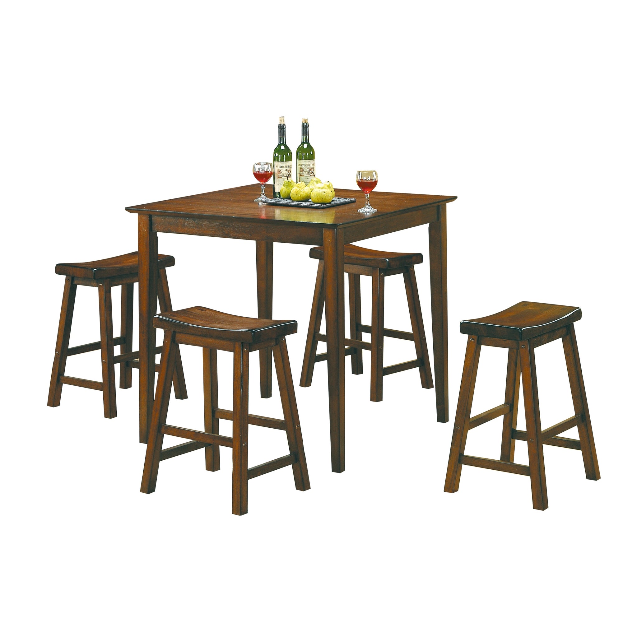 29 inch Bar Height Stools 2pc Set Saddle Seat Solid brown mix-dining room-wood