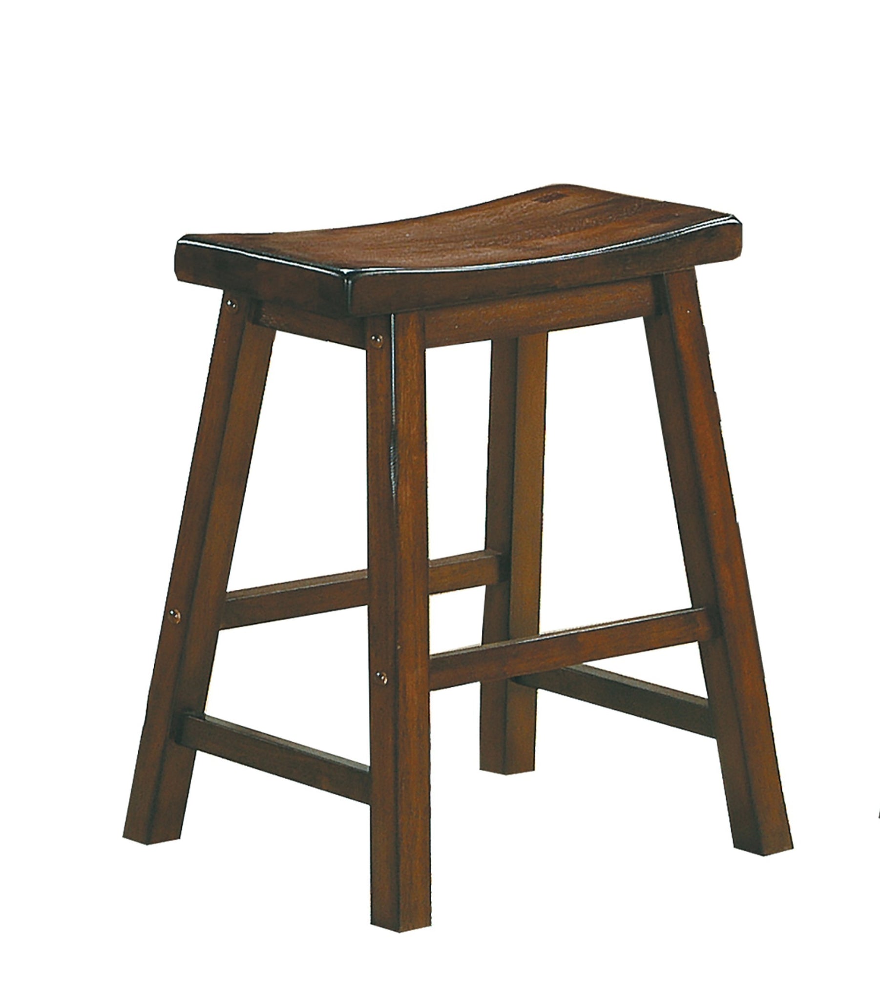 18 inch Height Saddle Seat Stools 2pc Set Solid Wood brown mix-dining room-solid wood