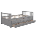 Daybed with Trundle and Drawers, Twin Size, Gray OLD gray-solid wood