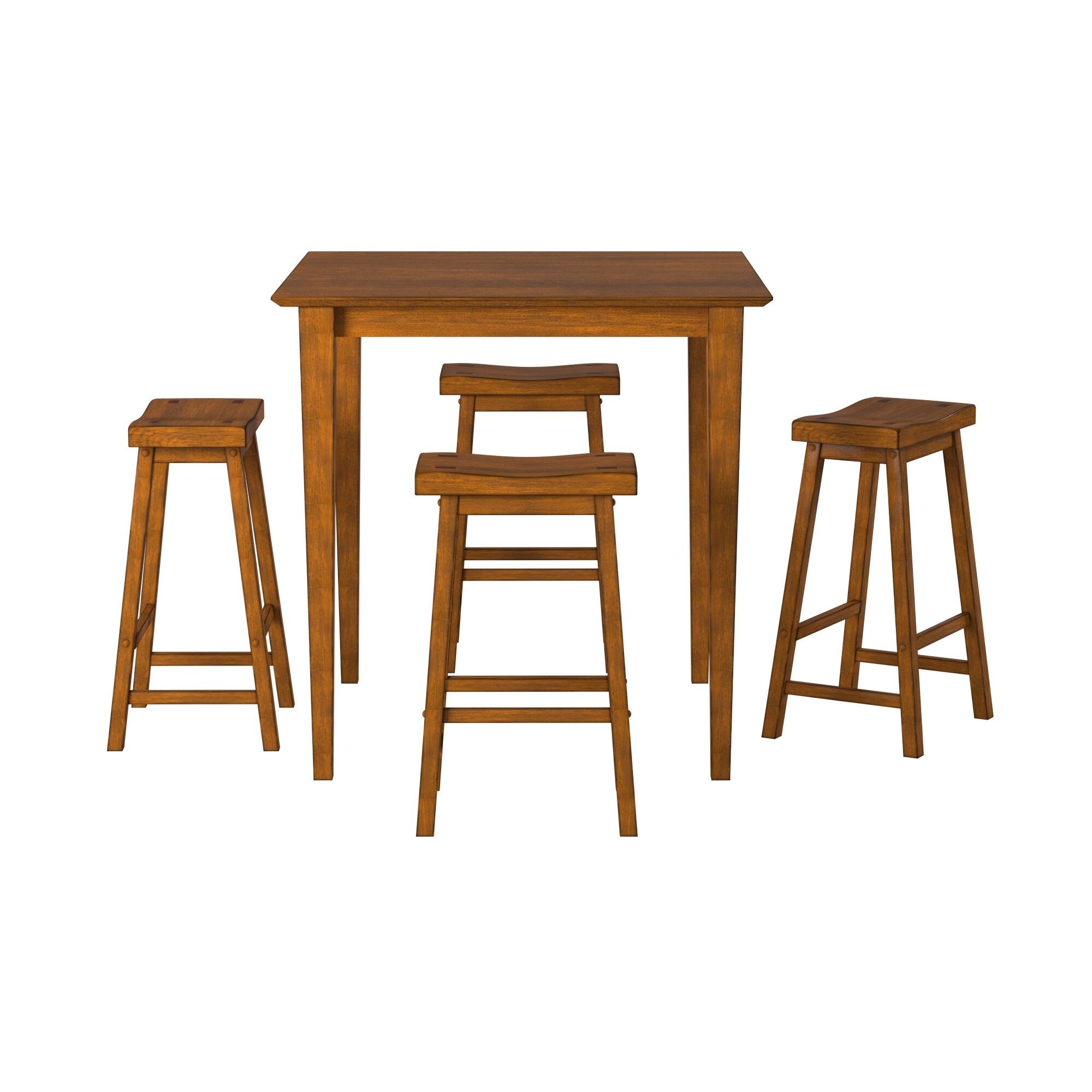 Casual Dining 29 inch Bar Height Stools 2pc Set Saddle oak-dining room-solid wood