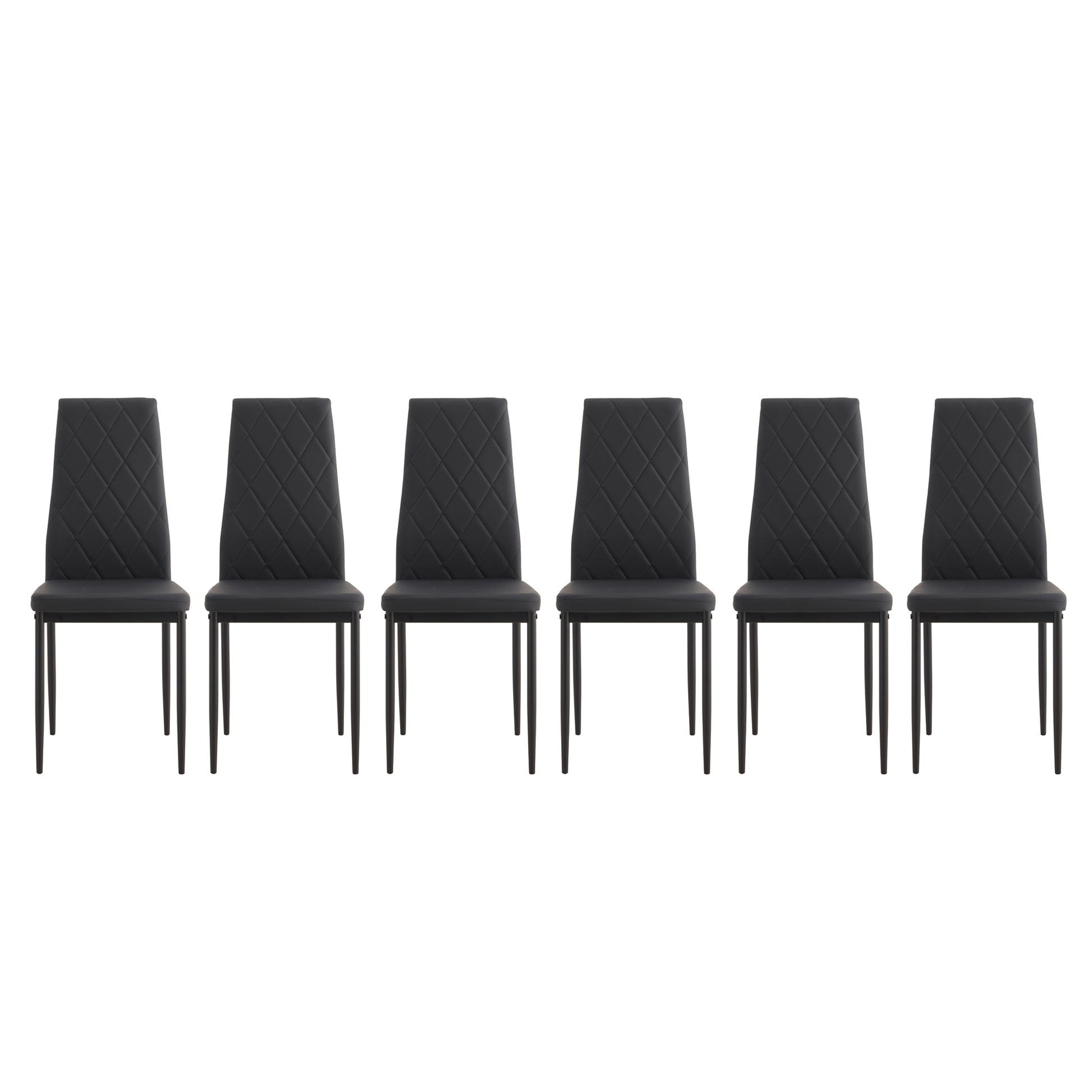 Dining Chair Set Of 6 Black Pu